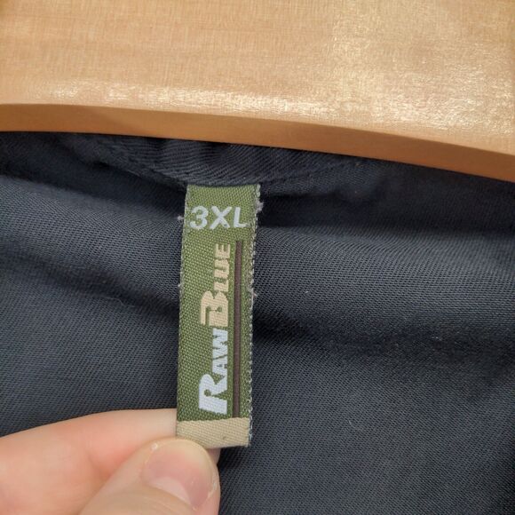 Raw Blue Men's Button-Up Shirt Black 3XL Long Sleeve Multi Pocket Cotton Blend - Picture 8 of 12